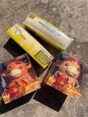 4 Pack - PPNC Highland Cow & Squeezy Unsalted Butter Squeezable Squishy Bundle
